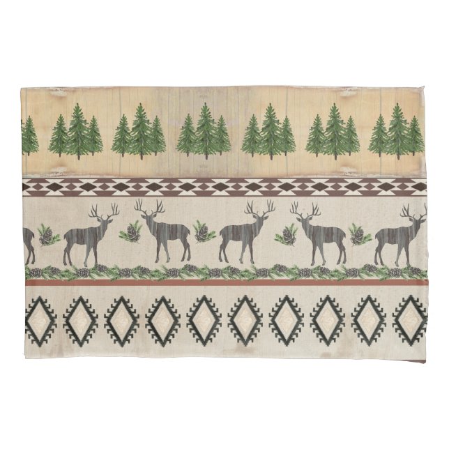 Rustic Deer Woods Western Sportsman Tribal Cabin Pillow Case (Front)