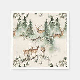 Rustic deers and conifers napkins