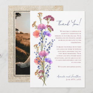 Rustic Delicate Acrylic Floral Photo Thank You  Note Card