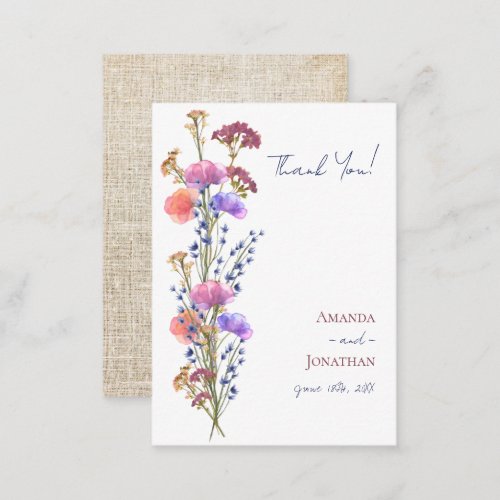 Rustic Delicate Acrylic Floral Wedding Thank You Note Card