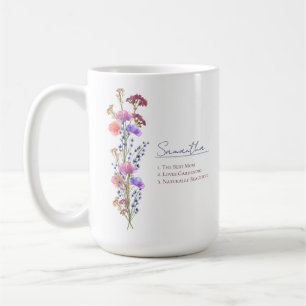 Rustic Delicate Acrylic Wildflower Personalized Coffee Mug