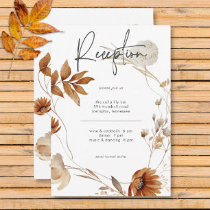 Rustic Delicate Fall Floral Wreath Reception Enclosure Card