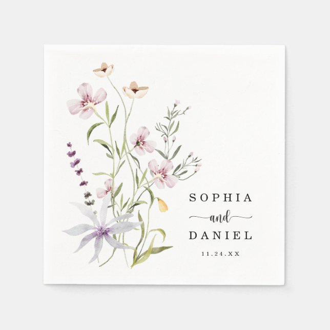 Rustic Delicate Wildflower Wedding Napkins (Front)