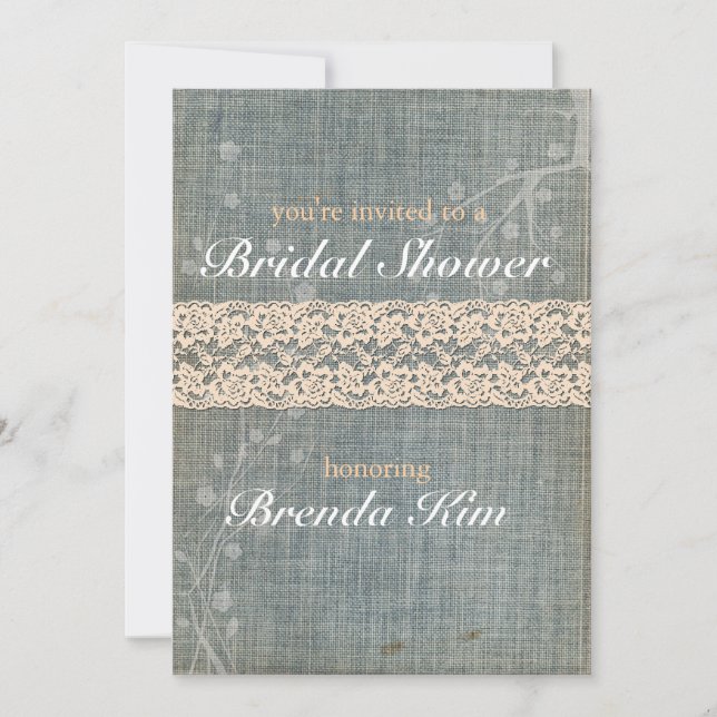 Rustic Denim Lace Bridal Shower Invitation (Front)