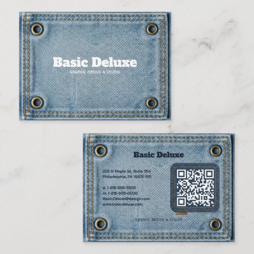 Rustic Denim Patch Business Card | Dark Blue Jean