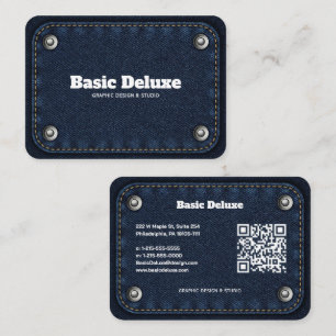 Rustic Denim Patch Business Card Dark Blue Jean