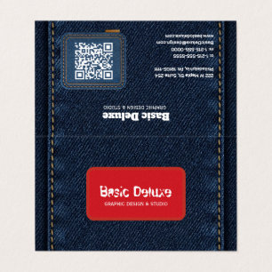 Rustic Denim Patch Business Card Dark Blue Jean