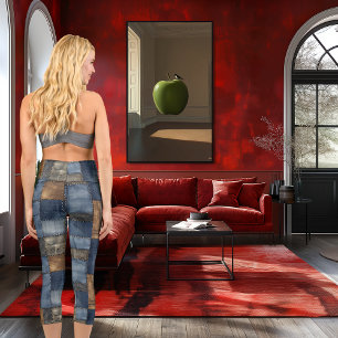 Rustic Denim Patchwork – Vintage Artisan Pattern Capri Leggings