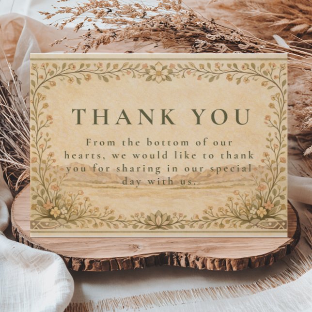 Rustic Desert Botanical Celebration Thank You Card (Creator Uploaded)