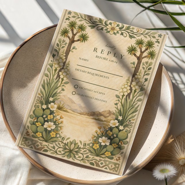 Rustic Desert Botanical Wedding RSVP Card (Creator Uploaded)