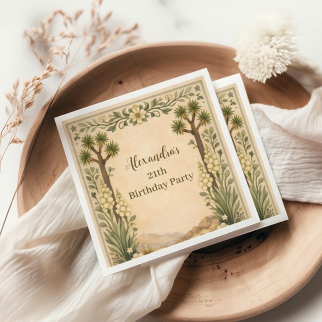 Rustic Desert Botanicals Birthday Napkins (Creator Uploaded)