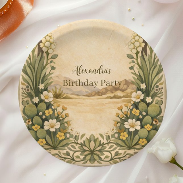 Rustic Desert Botanicals Birthday Paper Plates (Creator Uploaded)
