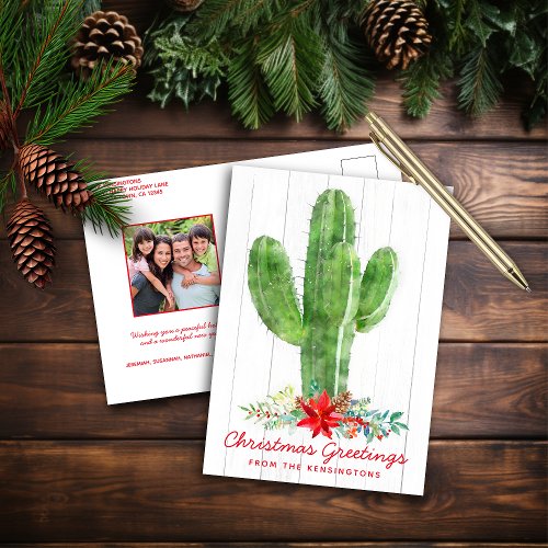 Rustic Desert Cactus Christmas Holiday Photo
