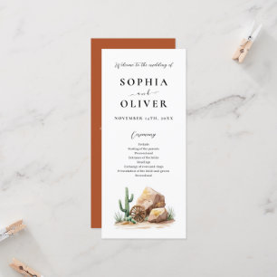 Rustic Desert Cactus Watercolor Wedding Program 