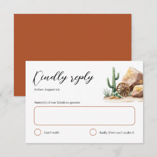 Rustic Desert Cactus Western Wedding  RSVP Card