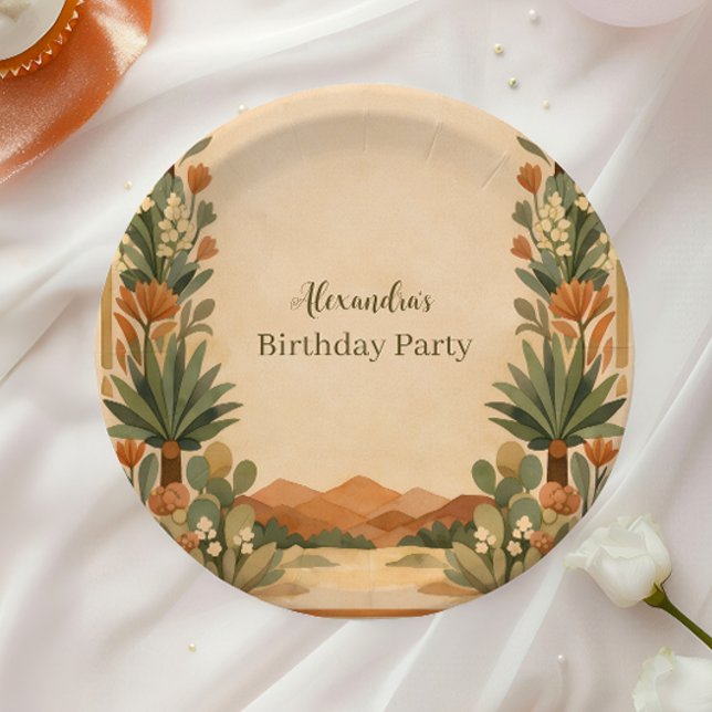 Rustic Desert Florals Birthday Paper Plates (Creator Uploaded)