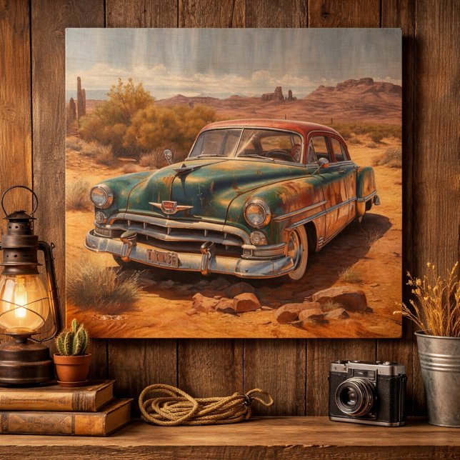 Rustic Desert Landscape Vintage Car Wall Art (Creator Uploaded)