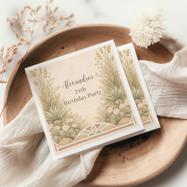 Rustic Desert Meadow Birthday Napkins (Creator Uploaded)
