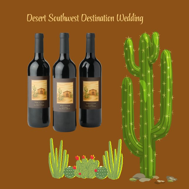 Rustic Desert Southwest Boho destination Wedding Wine Label (Creator Uploaded)