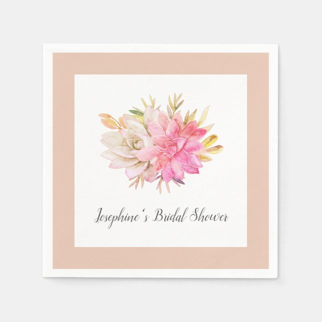 Rustic Desert Succulents Bridal Shower Napkins (Front)