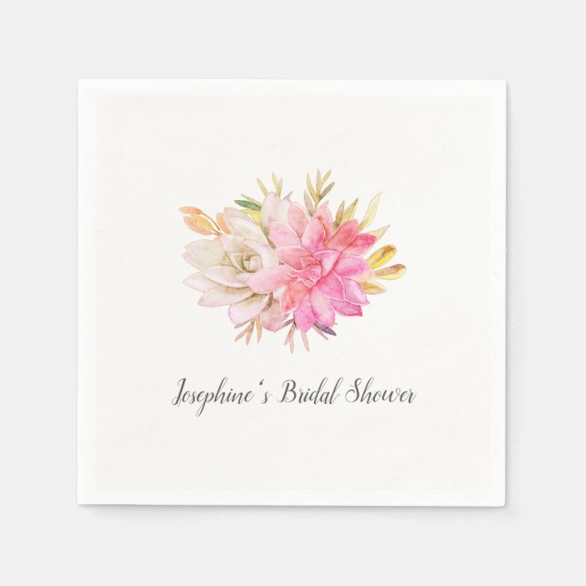 Rustic Desert Succulents Bridal Shower Napkins (Front)