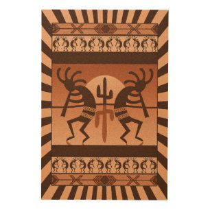 Rustic Desert Sun Cactus Southwest Kokopelli Wood Wall Decor