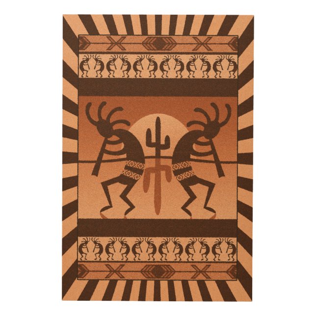 Rustic Desert Sun Cactus Southwest Kokopelli Wood Wall Decor (Front)