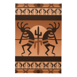 Rustic Desert Sun Cactus Southwestern Kokopelli Wood Wall Art