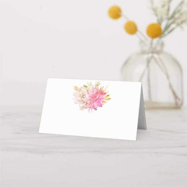 Rustic Desert Watercolor Succulents Boho Place Card (Front)
