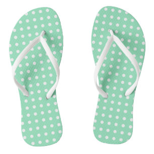 Rustic Design White Dots Mint Green Template Flip Flops