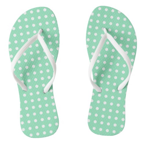 Rustic Design White Dots Mint Green Template Flip Flops