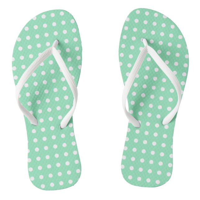 Rustic Design White Dots Mint Green Template Flip Flops (Footbed)