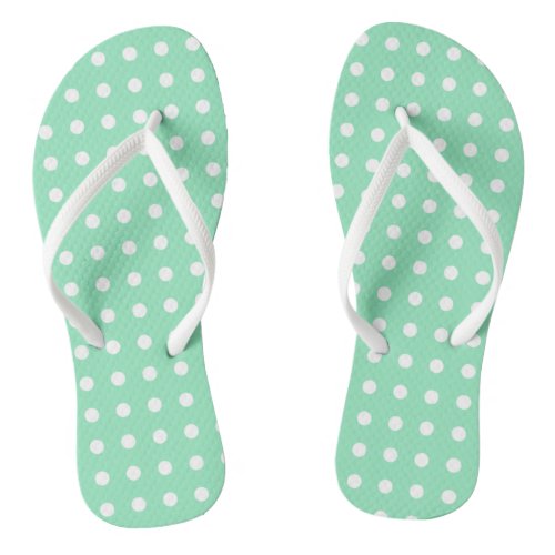 Rustic Design White Dotted Mint Green Template Flip Flops