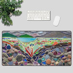 Rustic  desk mat<br><div class="desc">This unique desk mat is decorated with a rustic mosaic in rich colors. 
The abstract landscape features sky,  hills,  lake,  and foreground.
Original Mosaic © Michele Davies.</div>