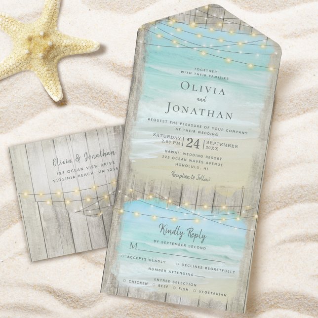 Rustic Destination Beach Wedding All In One Invitation (Creator Uploaded)