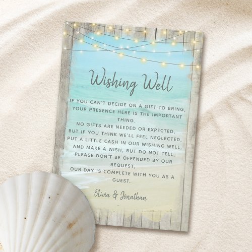 Rustic Destination Beach Wedding Wishing Well Enclosure Card