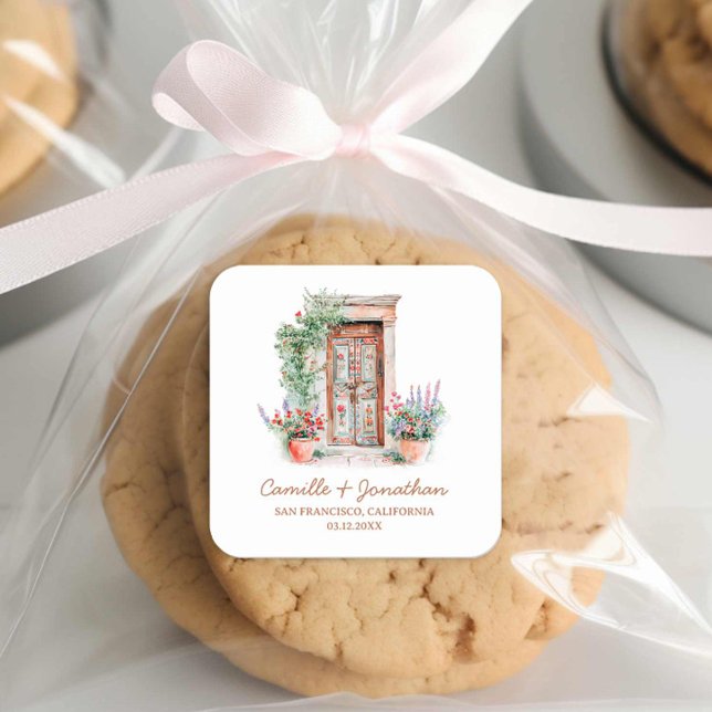 Rustic Destination Wedding Favor Sticker (Rustic Terracotta Wedding  Favor Stickers)