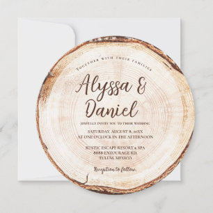 Rustic Destination Wedding forest Wood Tree rings Invitation