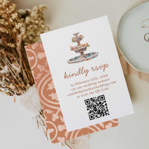 Rustic Destination Wedding QR Code RSVP Card