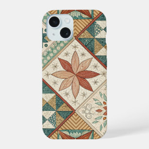 Rustic Diamond Patchwork Pattern - Geometric iPhone 15 Case