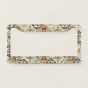 Rustic Diamond Patchwork Pattern - Geometric License Plate Frame
