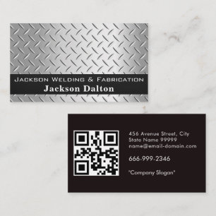 Rustic Diamond Plate Tradesman QR Code Template Business Card