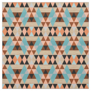 Rustic Diamond Squares Triangles Wood Art Pattern Fabric