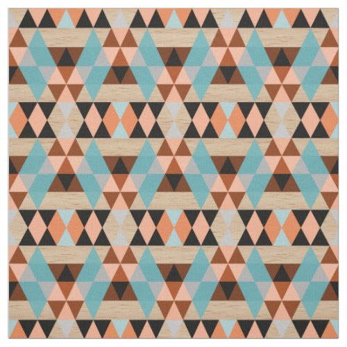 Rustic Diamond Squares Triangles Wood Art Pattern Fabric
