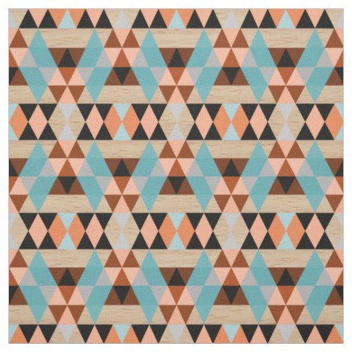 Rustic Diamond Squares Triangles Wood Art Pattern Fabric