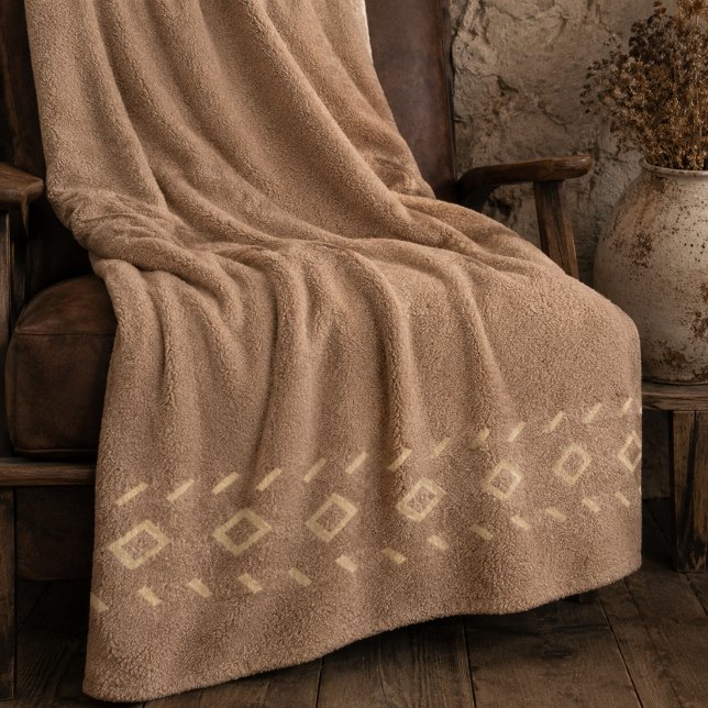 Rustic Diamond Trail Fleece Blanket (Rustic diamond detailing inspired by desert trails and layered neutral interiors)