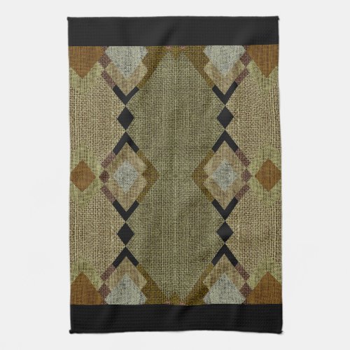 Rustic Diamonds Green  Brown Kitchen Towels