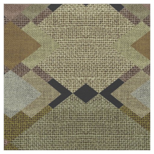 Rustic Diamonds Green & Brown Patterned Fabric