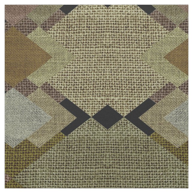 Rustic Diamonds Green & Brown Patterned Fabric (Swatch)