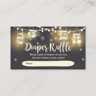 Rustic Diaper Raffle Card lights jars Elegant